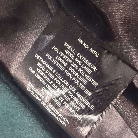 NWT Andrew Marc Fur Trim Dark Emerald Green Pea Wool Trench Coat 6 - Picture 8 of 11